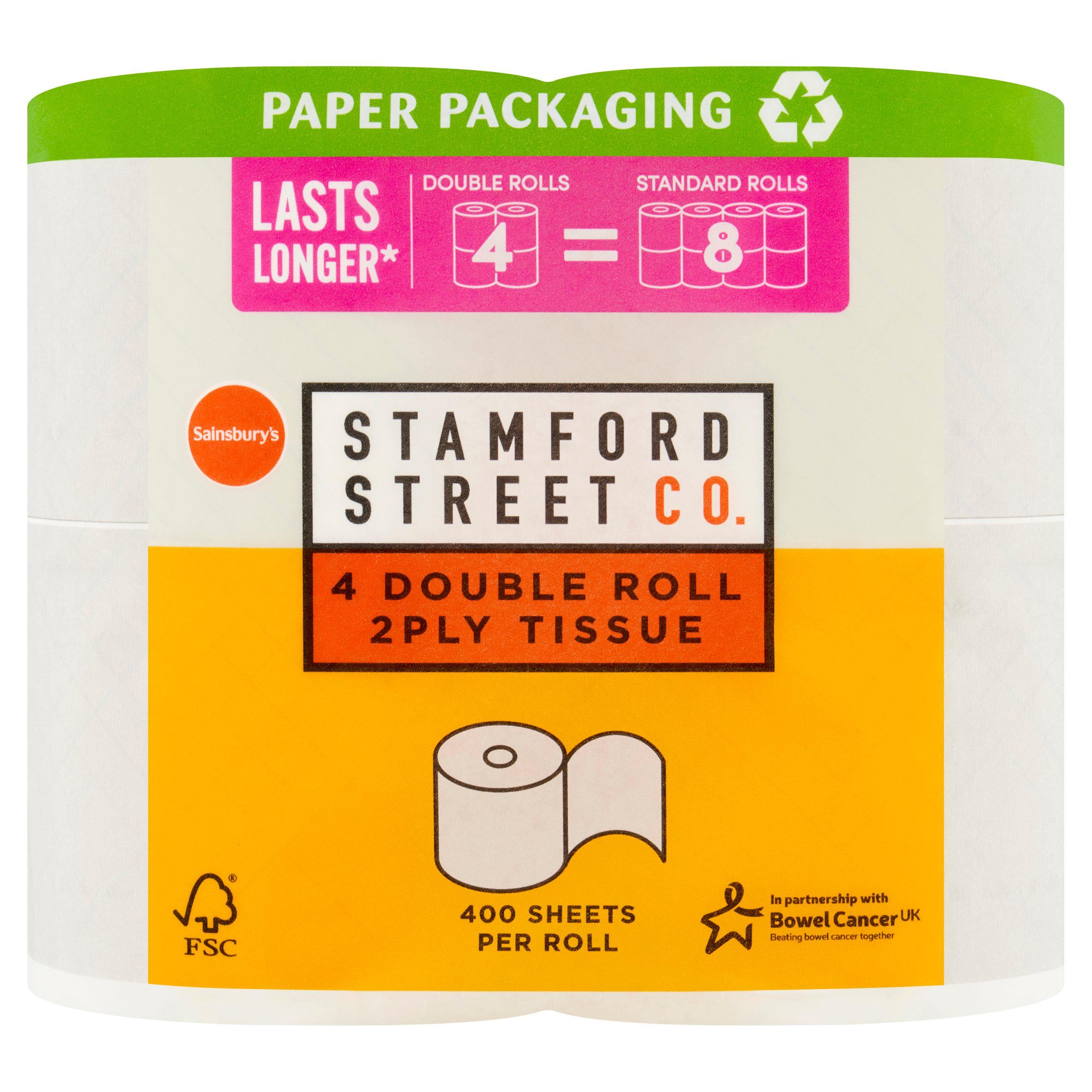 Stamford Street Co. Toilet Tissue Double Rolls 4 Equals 8 Rolls GOODS Sainsburys   