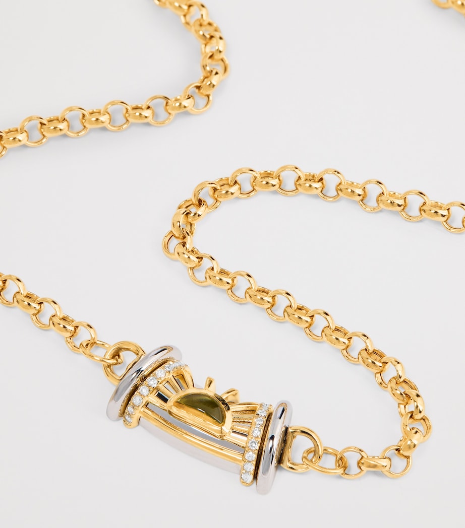 L'Atelier Nawbar yellow gold necklace with topaz and diamonds, imported from the UK