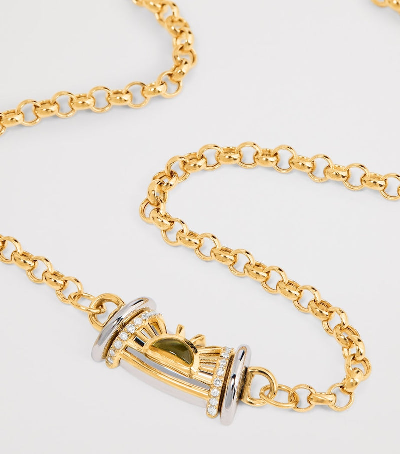 L'Atelier Nawbar yellow gold necklace with topaz and diamonds, imported from the UK