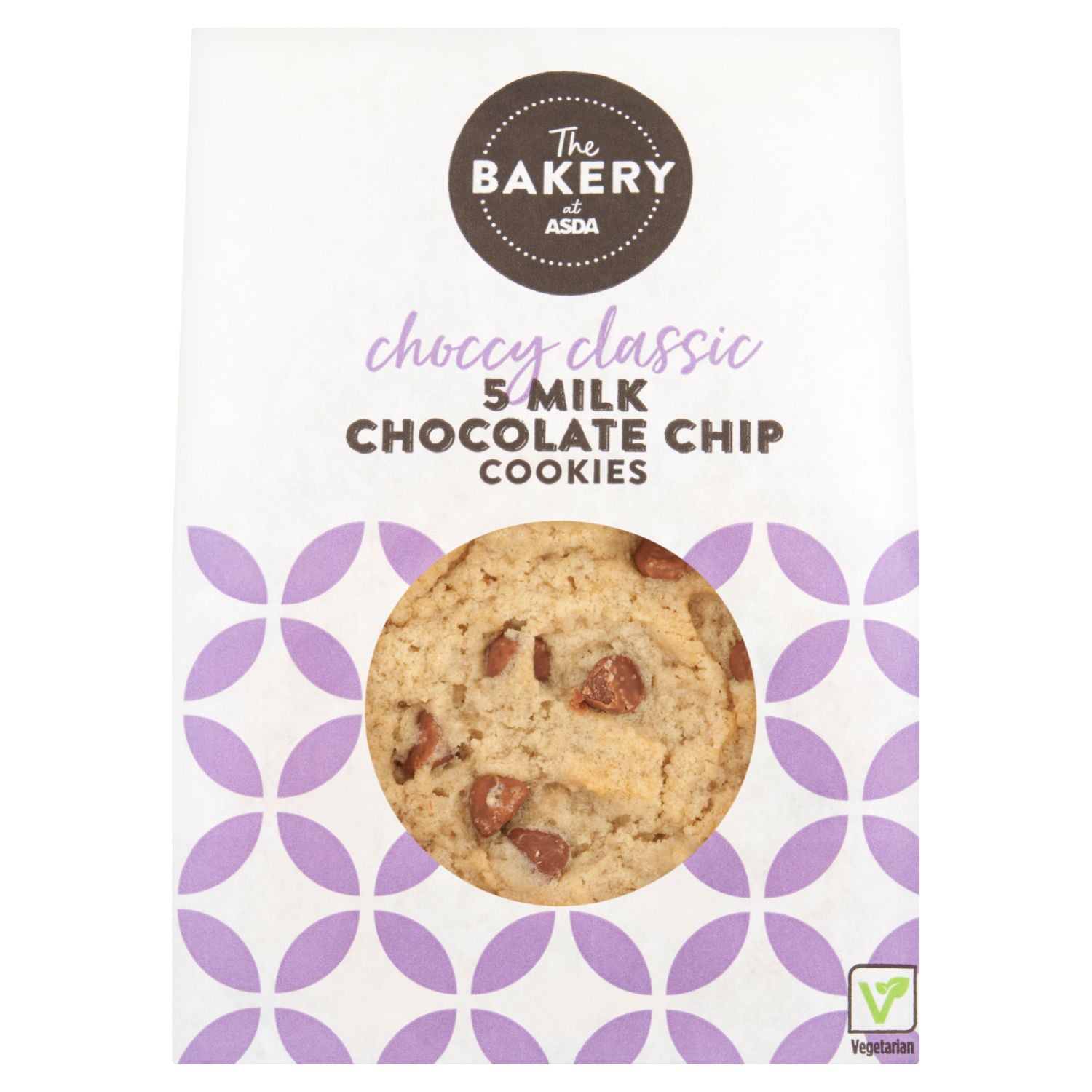 ASDA milk chocolate chip cookies 5 pack, UK version