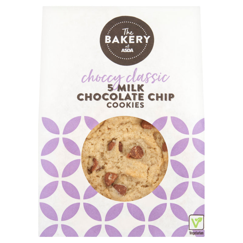 ASDA milk chocolate chip cookies 5 pack, UK version