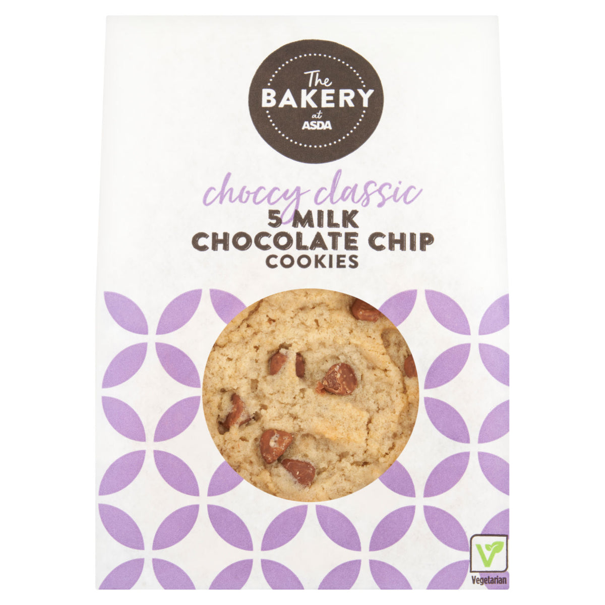ASDA milk chocolate chip cookies 5 pack, UK version