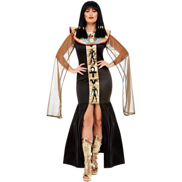Smiffys black Egyptian goddess costume with cape, UK version