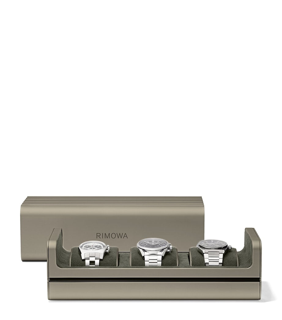 RIMOWA aluminium watch case with padded cushions, imported from the UK