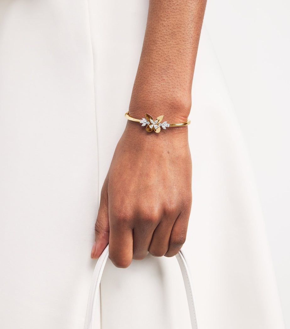 Yeprem yellow gold and diamond butterfly bangle (British brand)