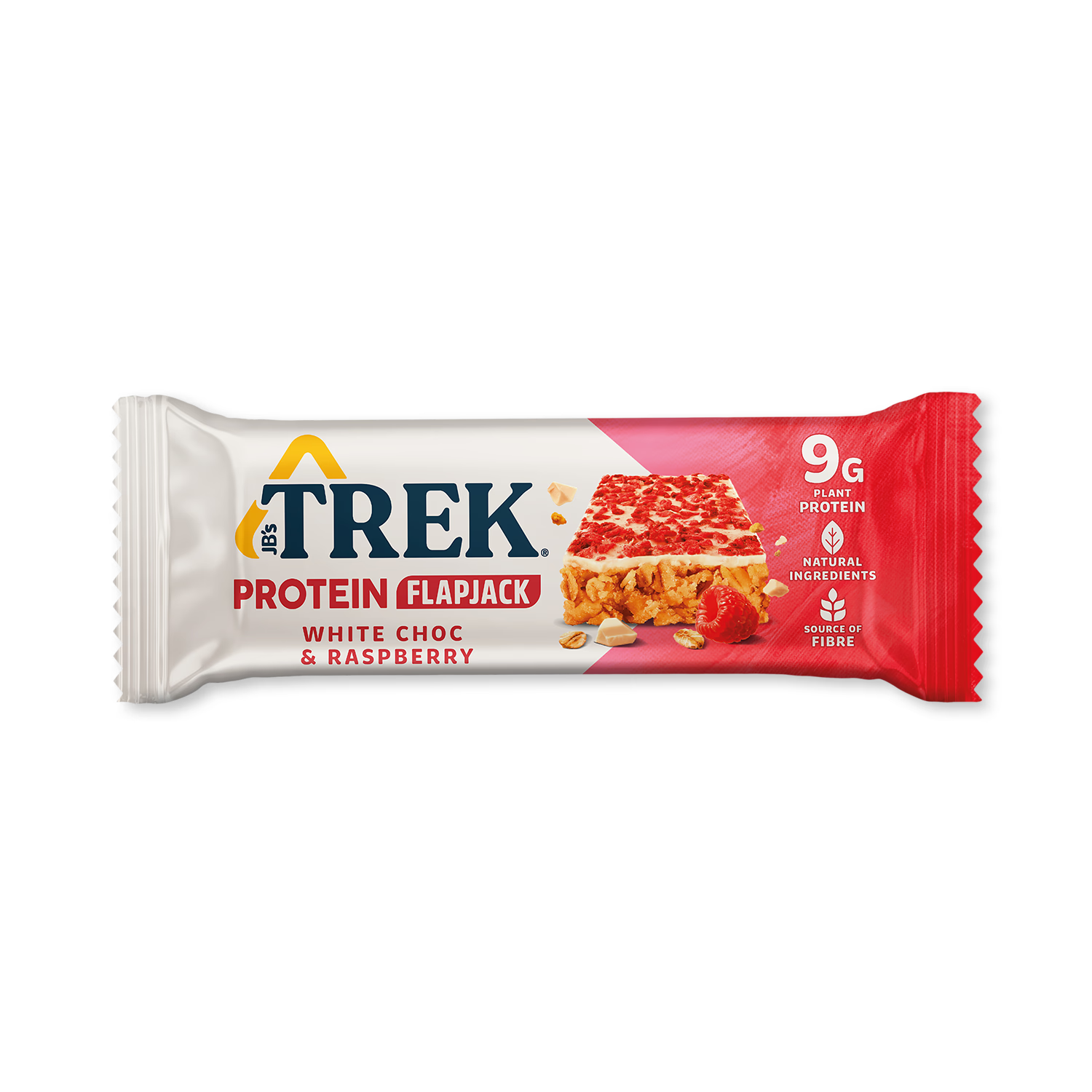 TREK protein flapjack white chocolate raspberry 50g (British brand)