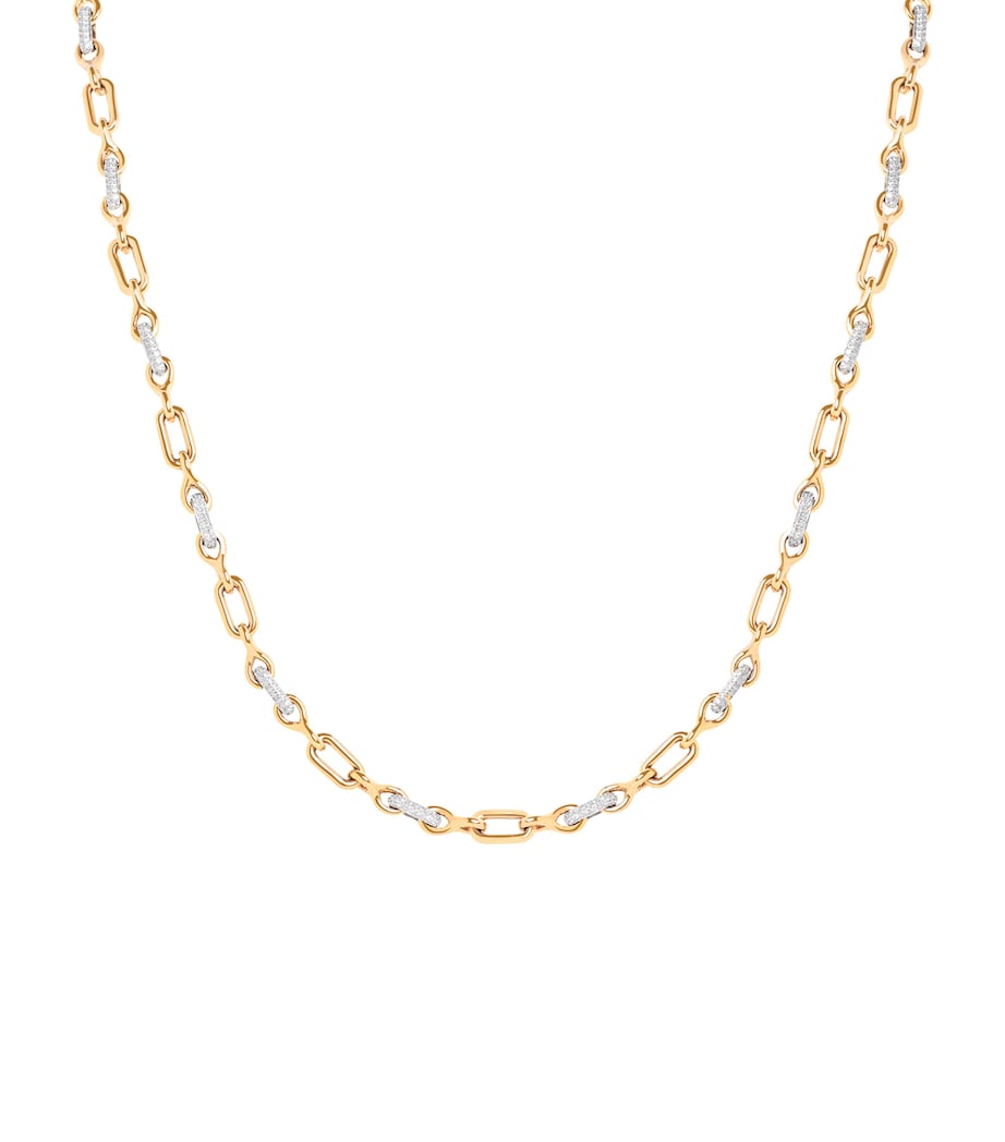 Astrid & Miyu pavé chain link necklace gold rhodium (British brand)