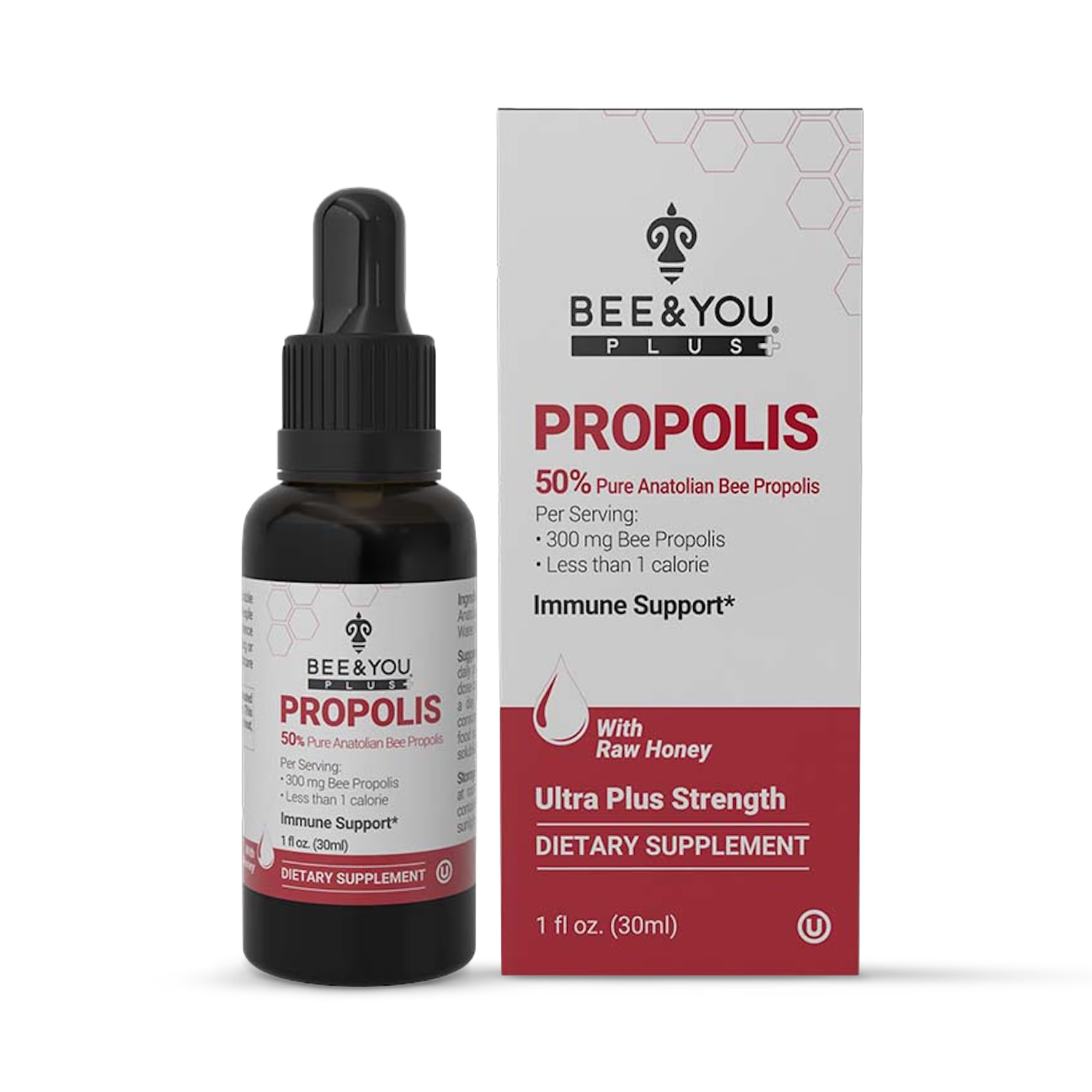 BEE&YOU propolis extract 50% raw honey 30ml, UK version