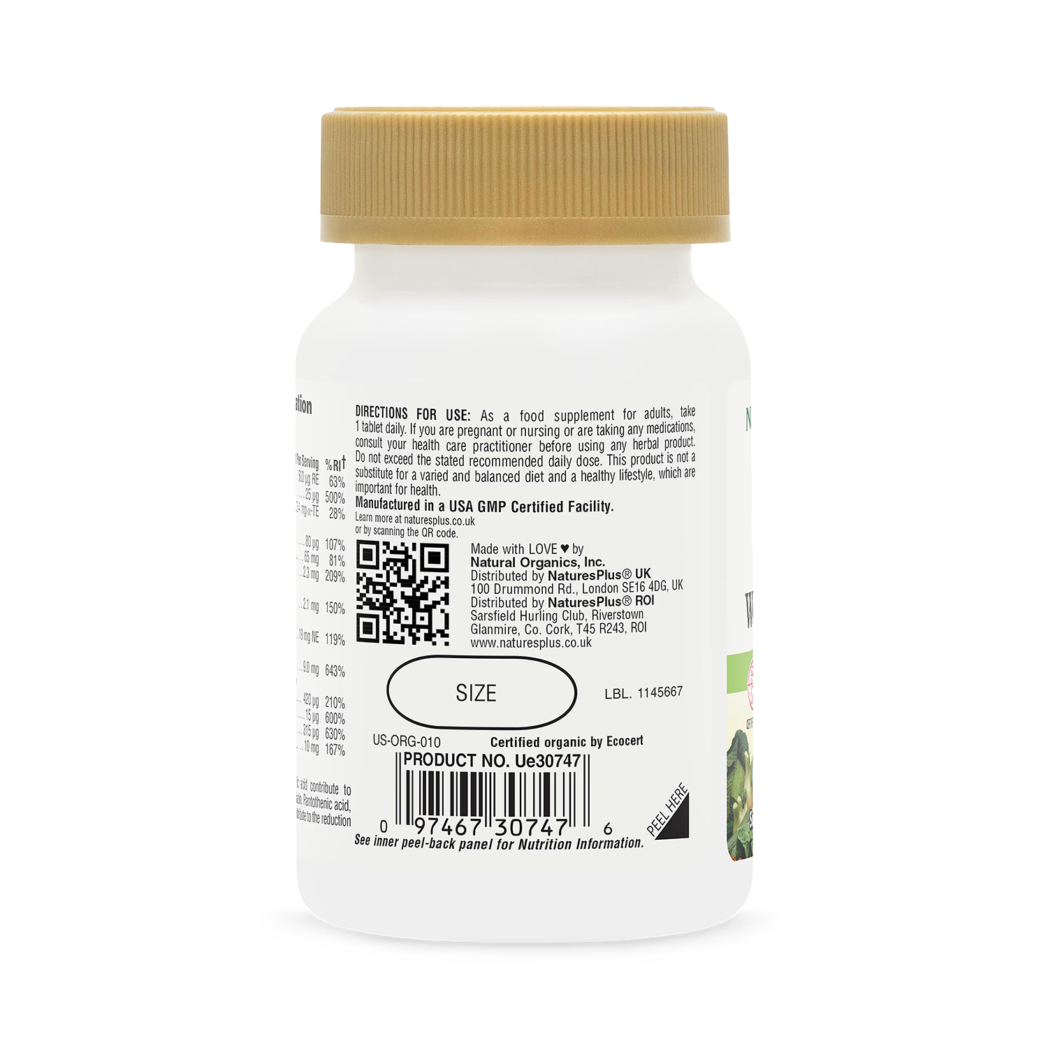 Sol Garden organic women's daily multivitamin 30 tablets (British brand)