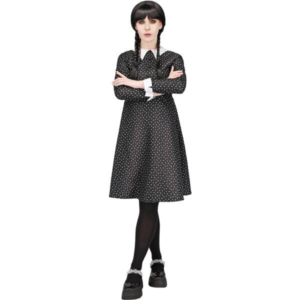 Smiffys adult gothic school girl costume with spotted dress - British product