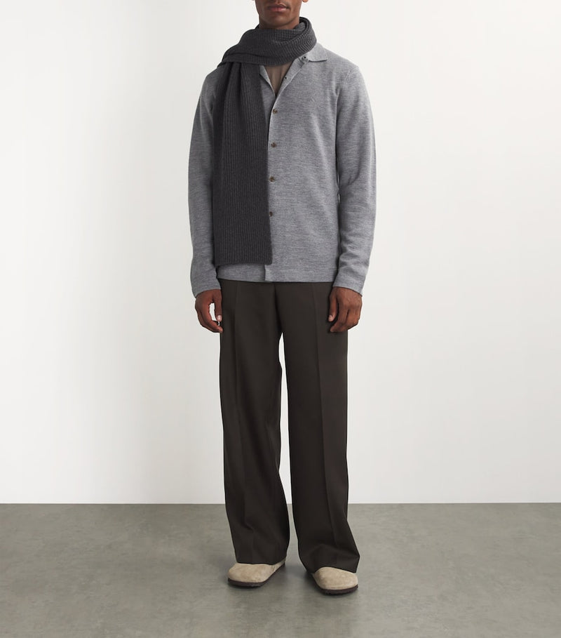 Sunspel wool-cashmere waffle scarf 180cm, UK version