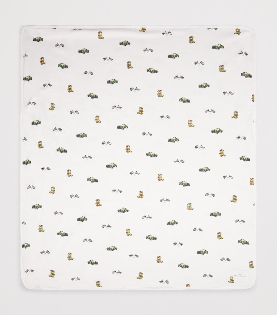 Rosa & Blue bamboo organic cotton bear baby blanket, imported from the UK