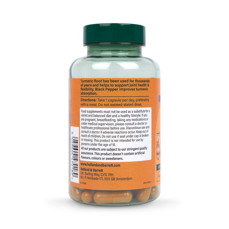 Holland & Barrett Turmeric Capsules Black Pepper 90, UK version