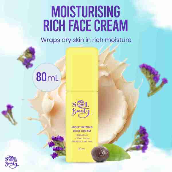 Sol Beauty moisturising rich face cream 80ml, imported from the UK