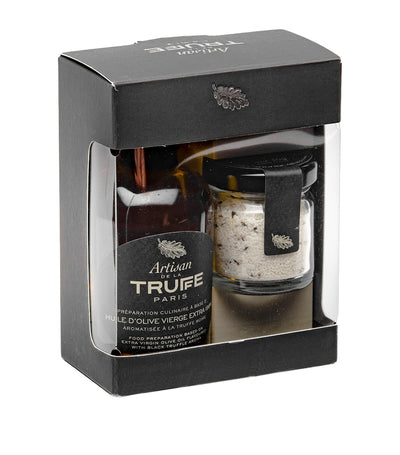 Harrods Artisan De La Truffe Black Truffle Olive Oil and Truffle Salt Gift Set 100ml & 30g- Buy online at McGrocer