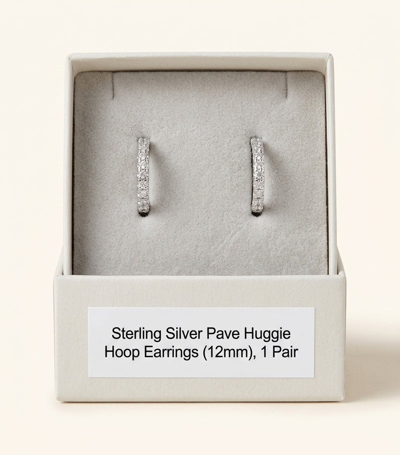 Cartier small white gold diamond hoop earrings, imported from the UK