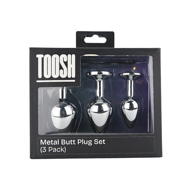 Loving Joy Toosh metal butt plug set 3 sizes silver (British brand)