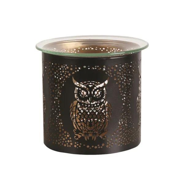 Aroma tealight holder and wax melt burner Black Owl, UK version