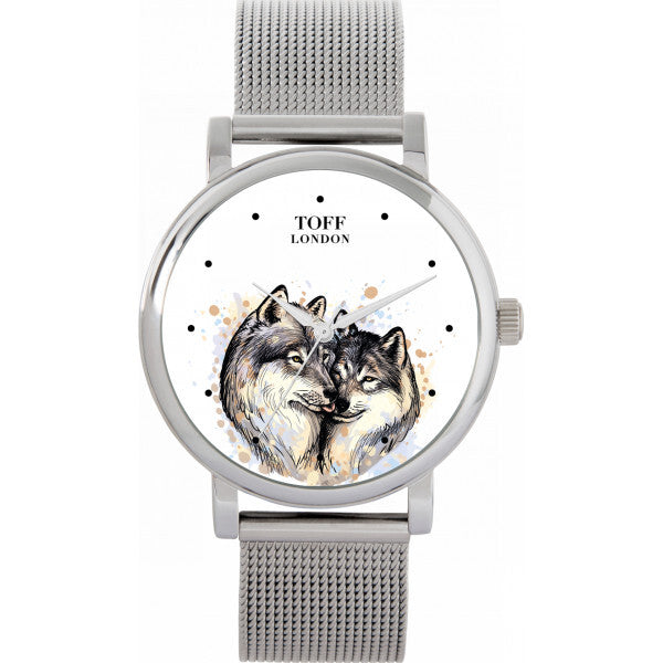 Toff London White Ladies Wolves in Love Watch