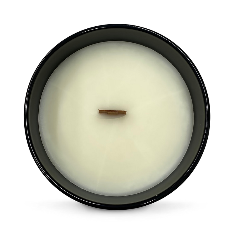 Black plum rhubarb scented wood wick candle, imported from the UK