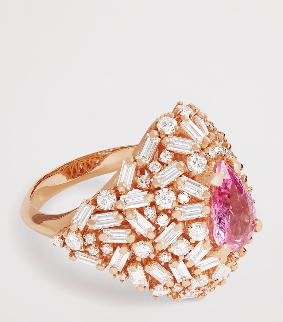 Suzanne Kalan rose gold diamond and pink sapphire ring - British product
