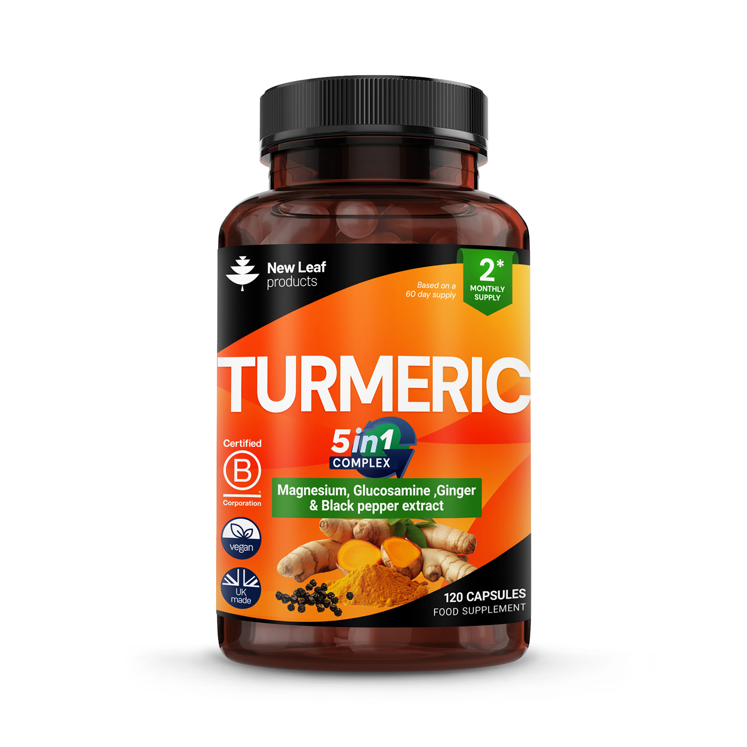 New Leaf Turmeric 5in1 Complex 120 capsules, UK version