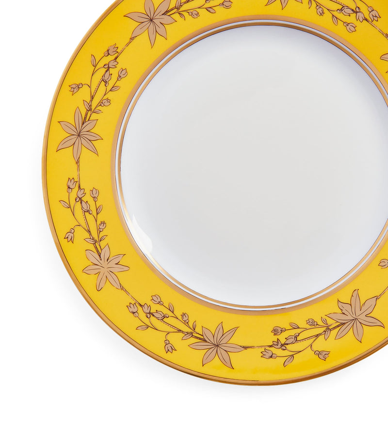 GINORI 1735 dinner plate with botanical wreath and gold trim 26.5cm, UK version