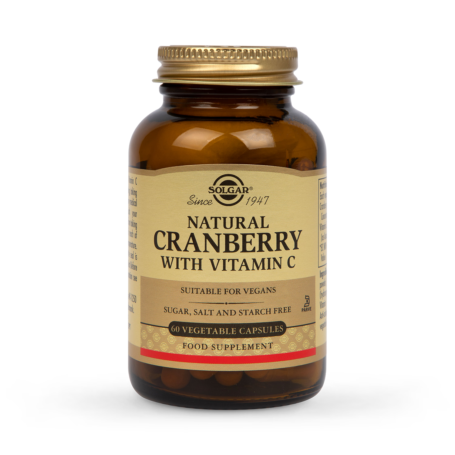 Solgar Natural Cranberry with Vitamin C 60 Vegi Capsules (British brand)