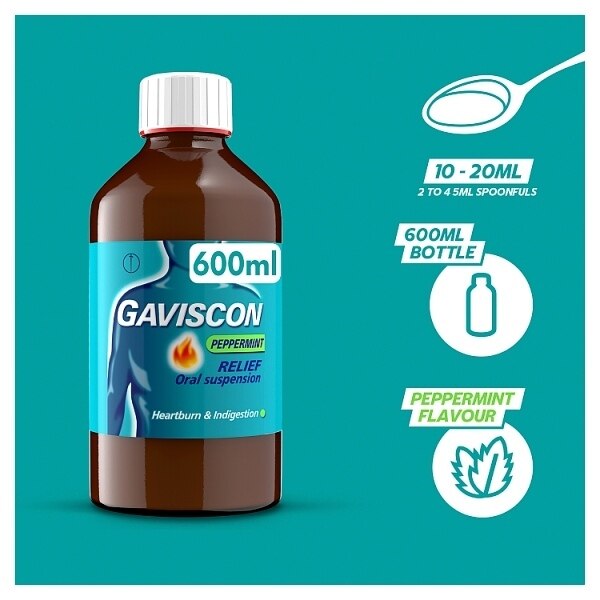 Gaviscon Liquid Heartburn & Indigestion Peppermint 600ml GOODS Superdrug   