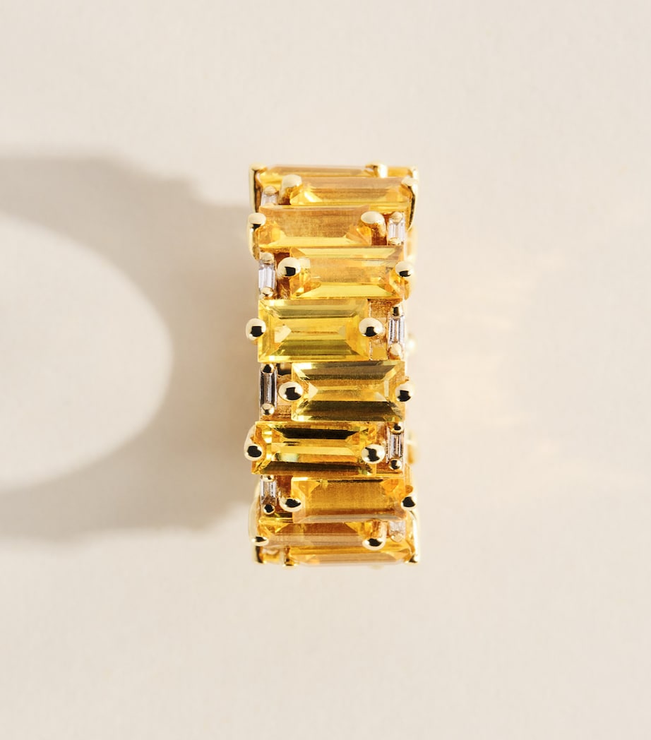 Suzanne Kalan yellow gold diamond sapphire ring size 7 - British product