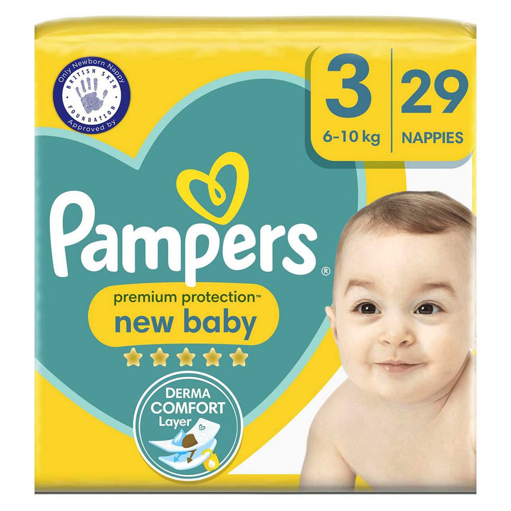 Pampers New Baby Size 3, 29 Newborn Nappies, 6kg-10kg, Carry Pack