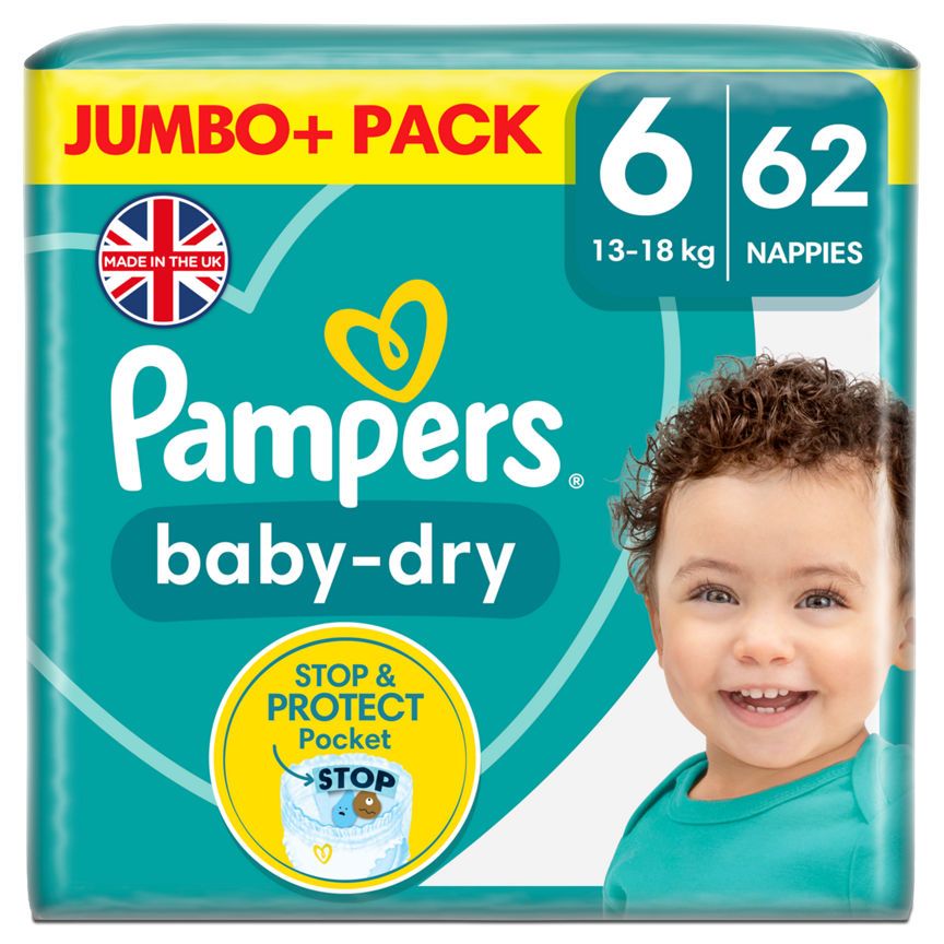 Pampers Baby-Dry Size 6 Nappies Jumbo+ Pack Nappies & Wipes ASDA   