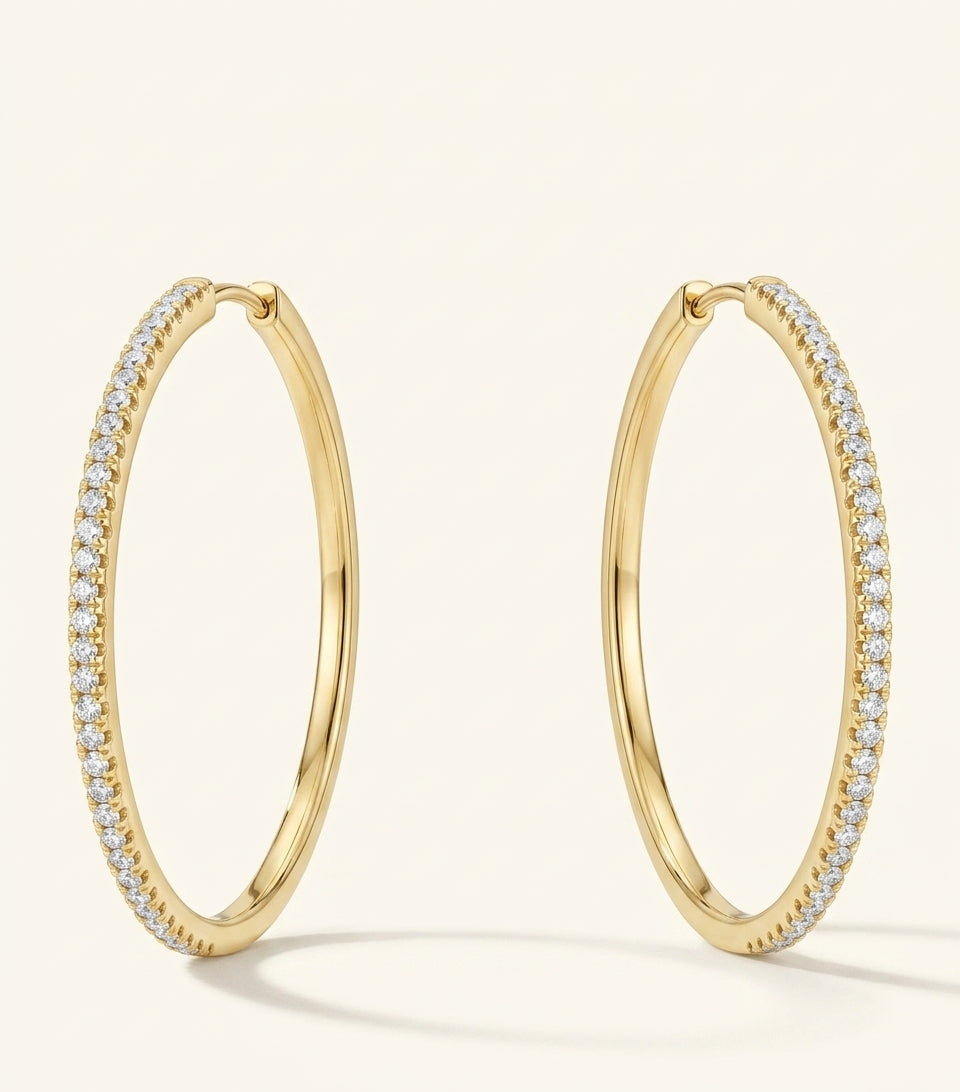 Cartier large rose gold diamond hoop earrings (British brand)
