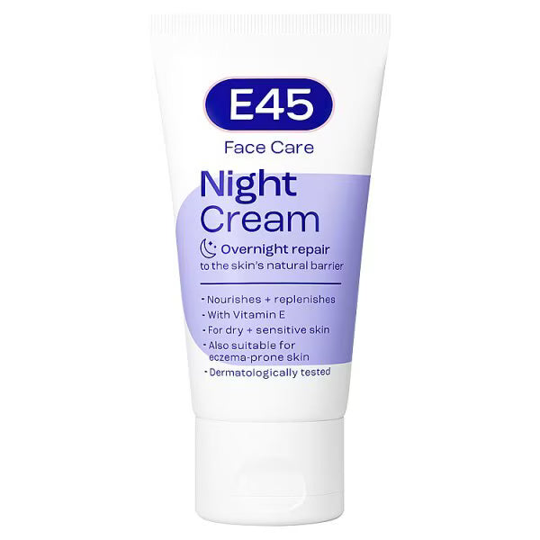 E45 Night Cream Face Moisturiser 50ml - British product