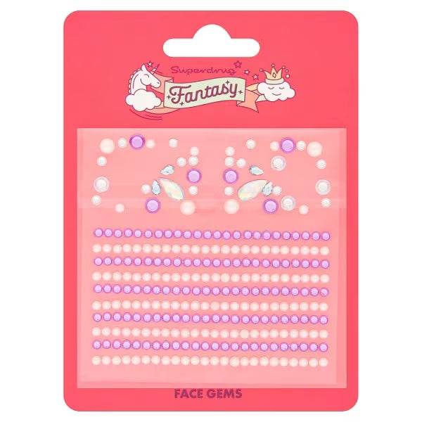 Purple fantasy face gems adhesive sticker pack - British product