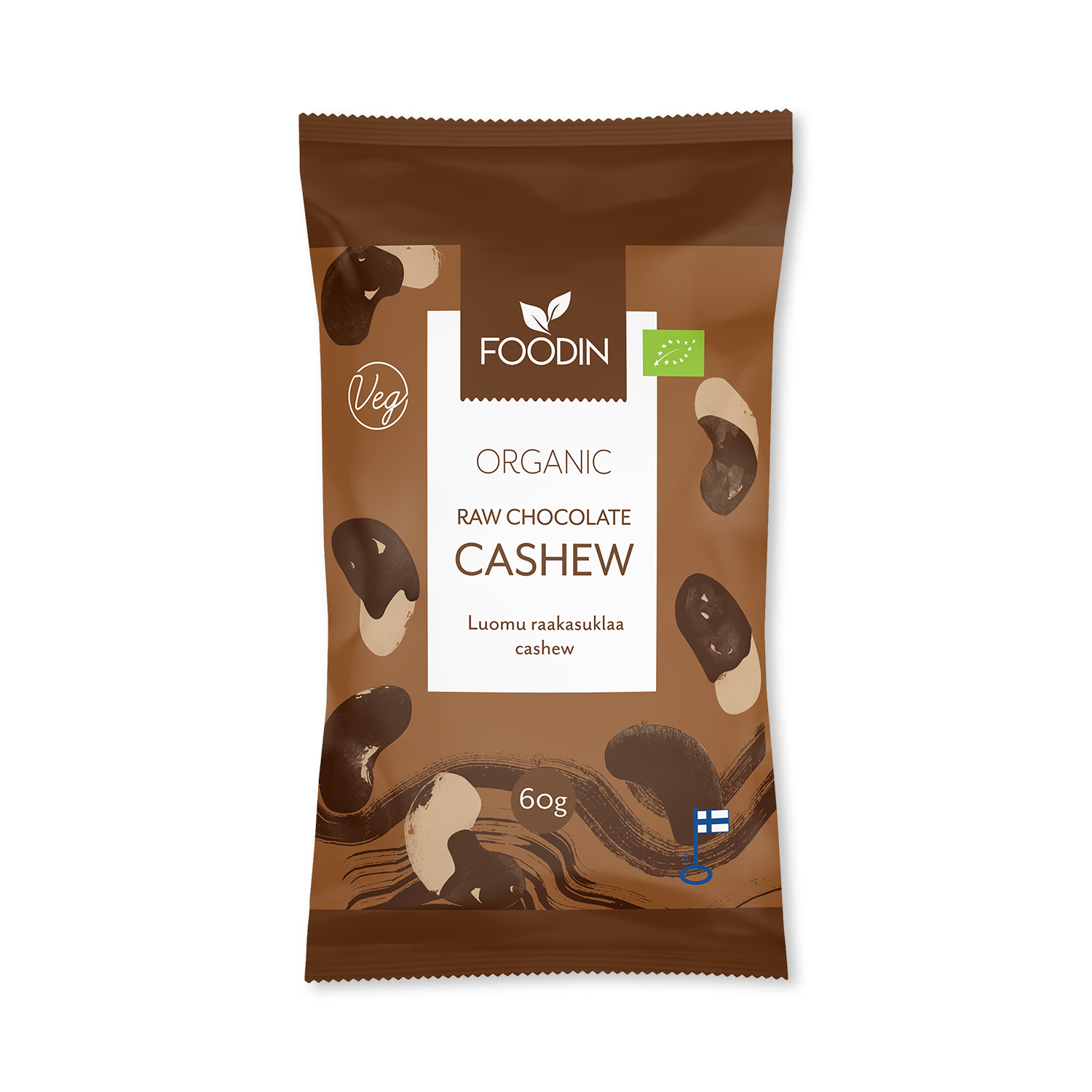 Organic raw chocolate coated cashew 60g packs - British product