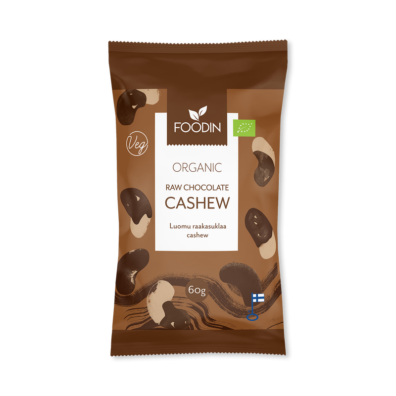 Organic raw chocolate coated cashew 60g packs - British product