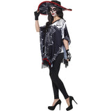 Smiffys Day of the Dead Bandit Costume with poncho, sombrero, gloves (British brand)