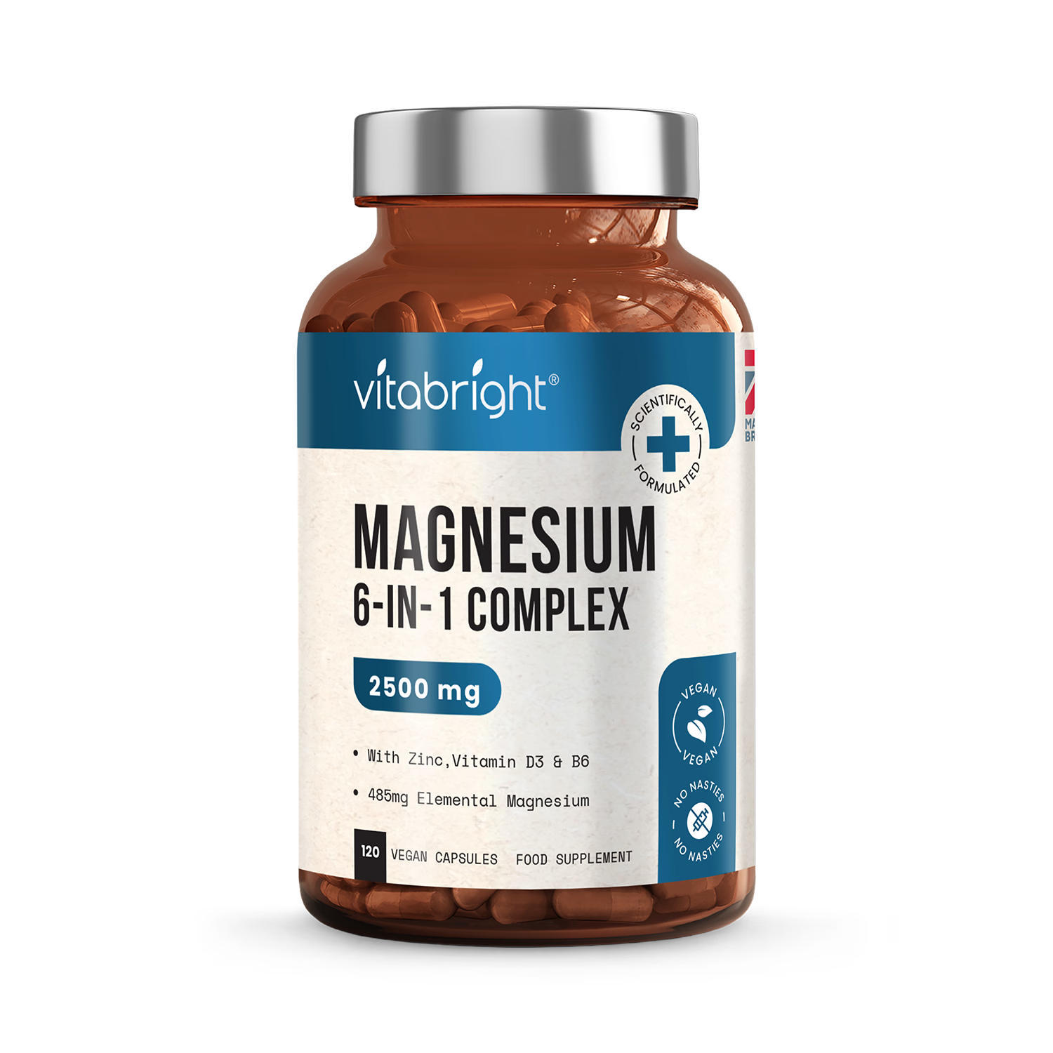 VitaBright Magnesium Complex supplement 120 capsules, imported from the UK