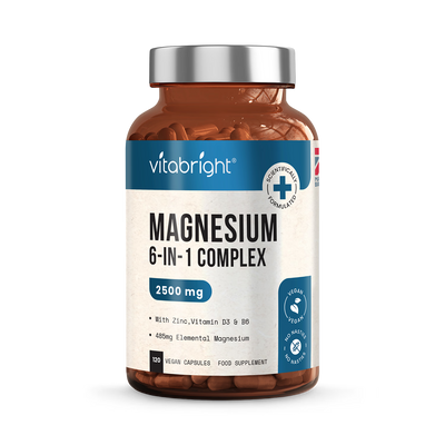 Holland & Barrett VitaBright Magnesium Complex 6-in-1 Supplement with Zinc, Vitamin B6 & D3, 2500mg, 120 Capsules- Buy online at McGrocer