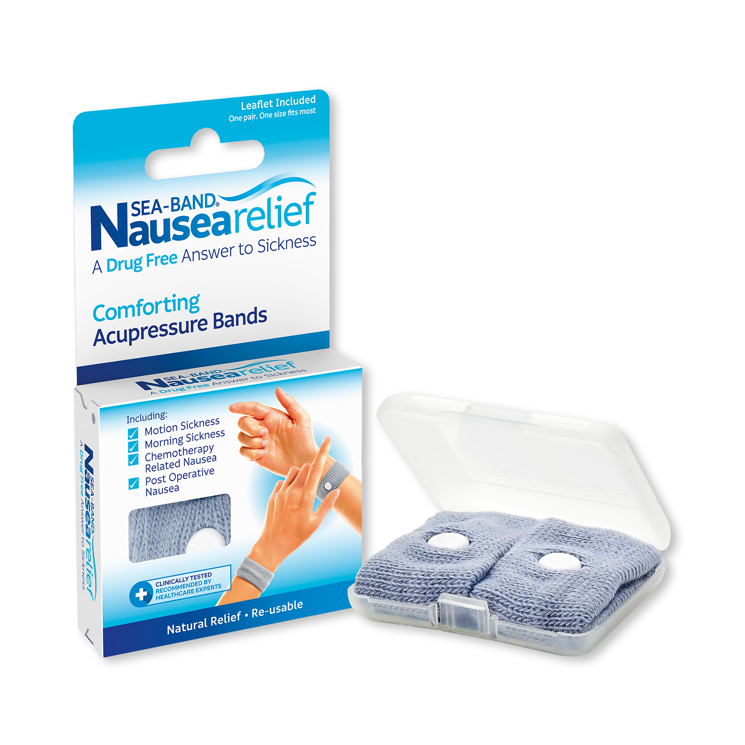 Sea-Band acupressure wristband for nausea adult grey, imported from the UK