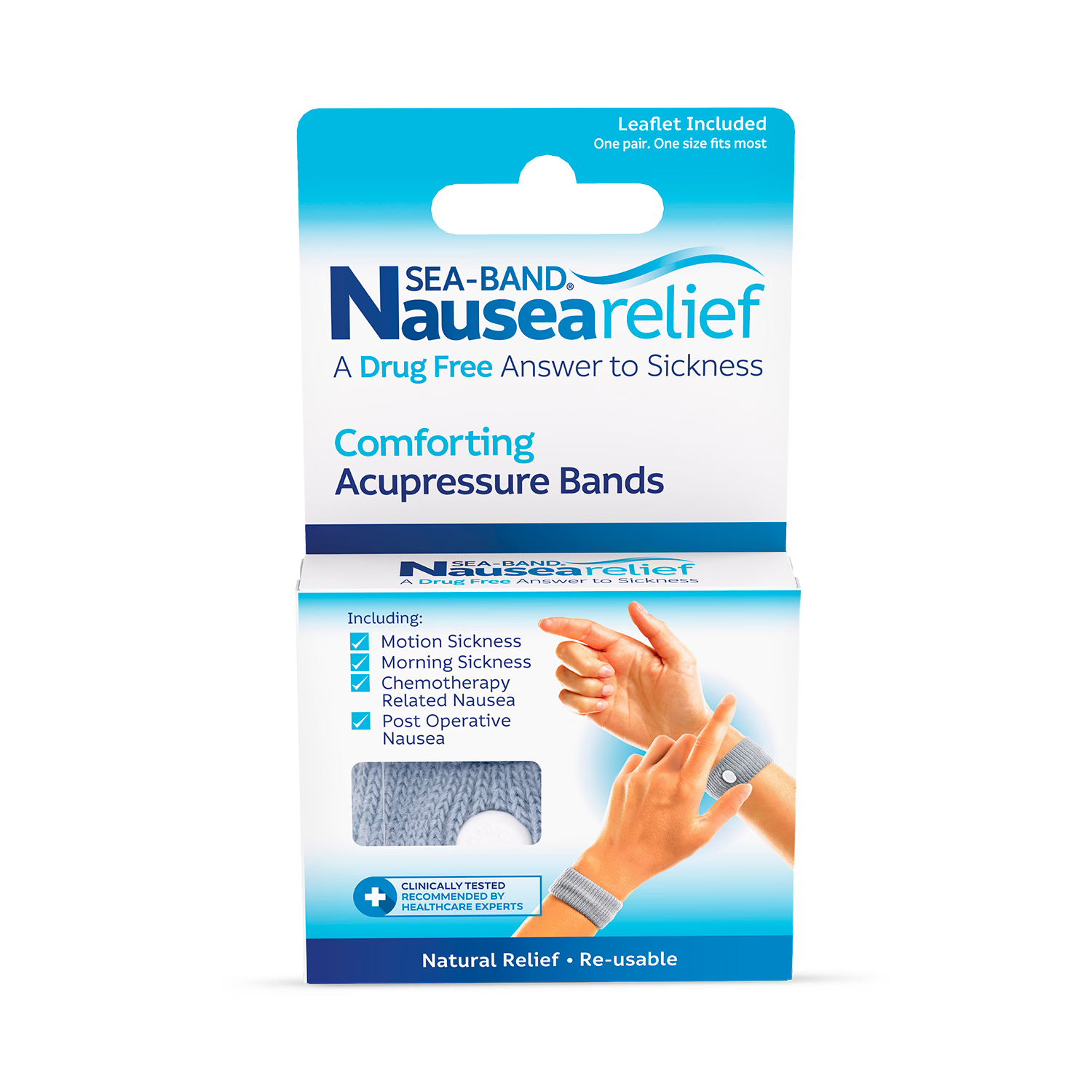 Sea-Band acupressure wristband for nausea adult grey, imported from the UK