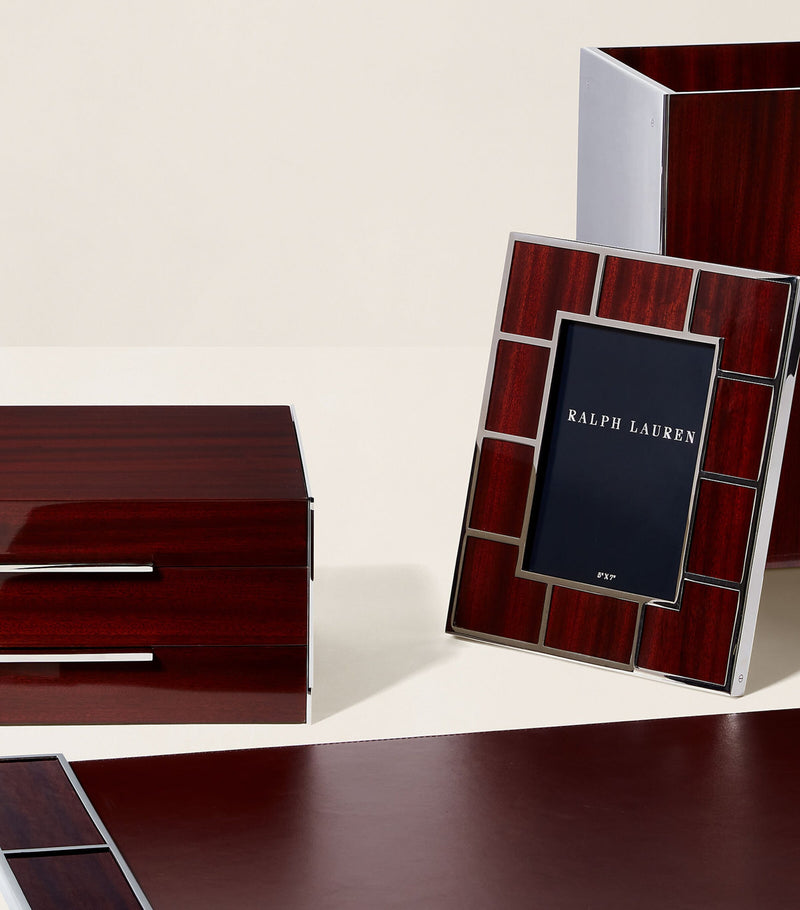 Ralph Lauren Home wood veneer desk blotter, imported from the UK