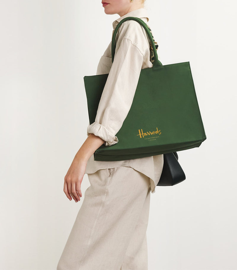 Harrods large cotton logo tote bag, UK version