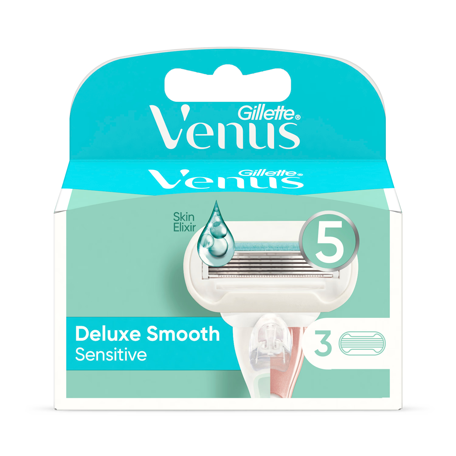 Gillette Venus Deluxe Smooth Sensitive razor blade refills pack of 3, UK version