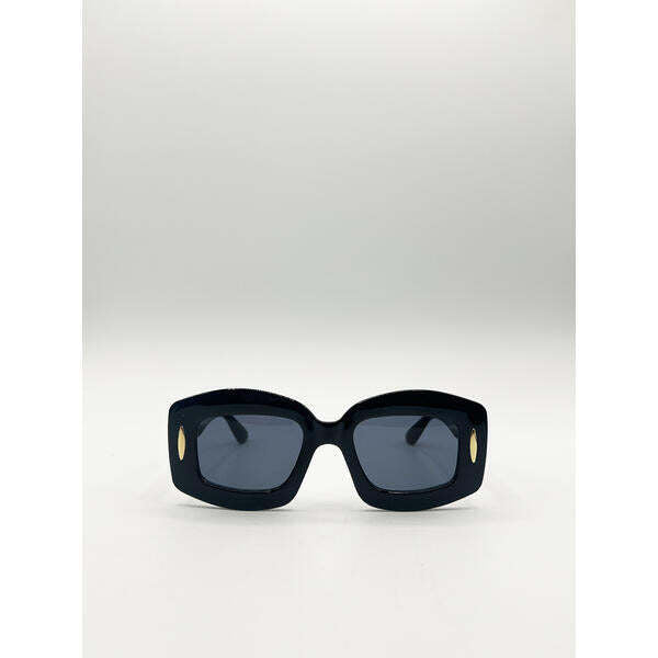 SVNX oversized chunky rectangle sunglasses in black (British brand)