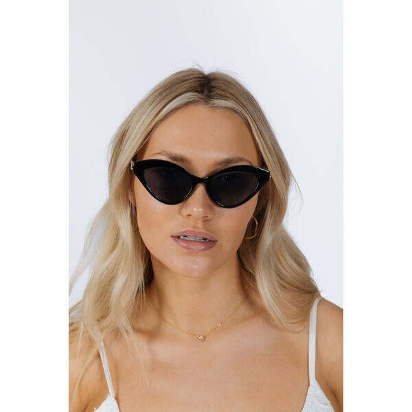 SVNX cat-eye sunglasses black with gold metal, imported from the UK