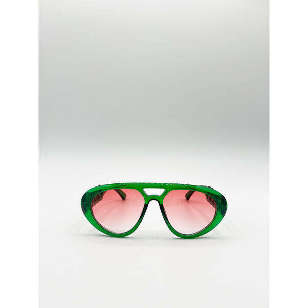 SVNX Chunky Aviator Sunglasses bright green British brand