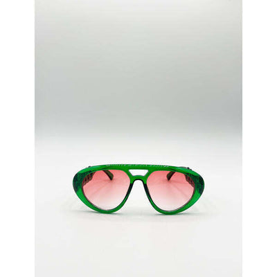 Superdrug SVNX Chunky Aviator Sunglasses Bright Green- Buy online at McGrocer