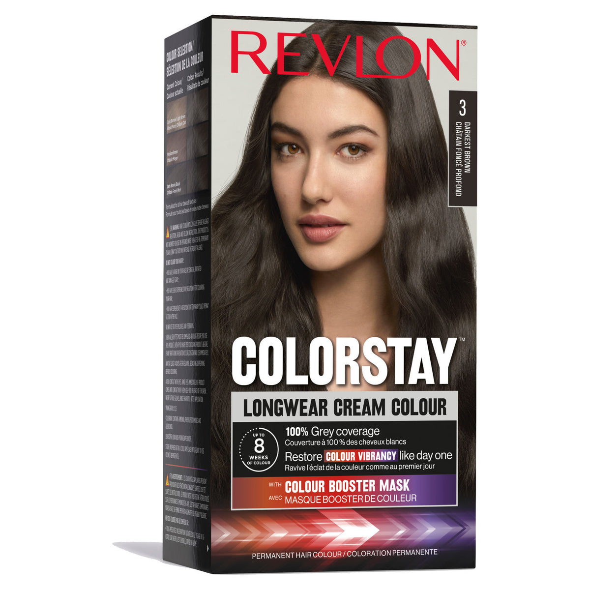Revlon ColorStay permanent hair colour 3 Darkest Brown (British brand)